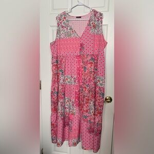 Izuria Pink Retro Floral Maxi dress - 3XL